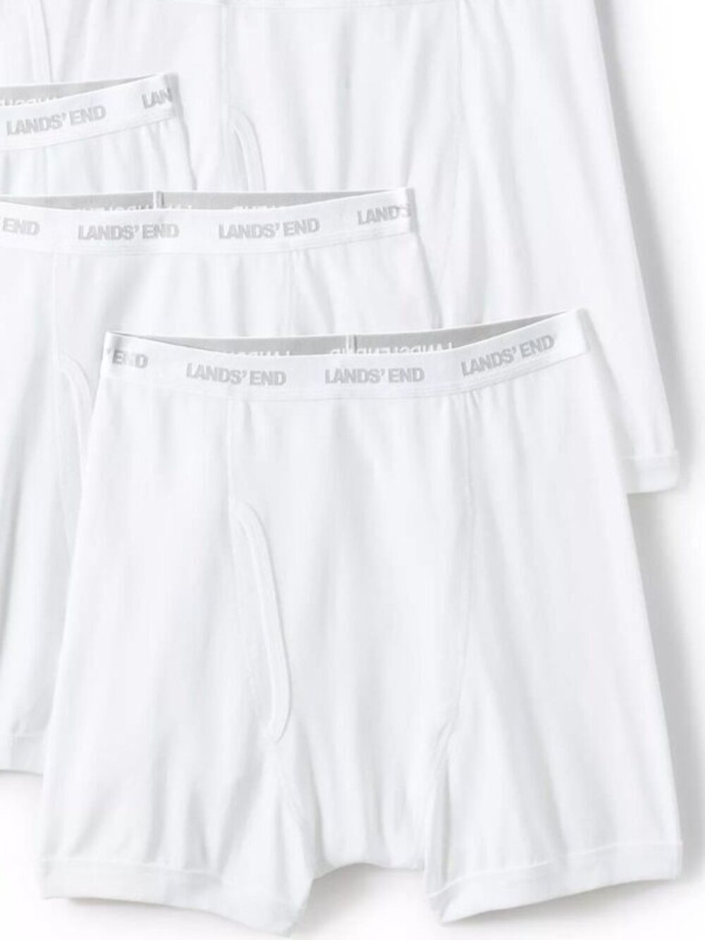 lands end boxer briefs mens 4xl 4xlt underwear white cotton knit single pair.